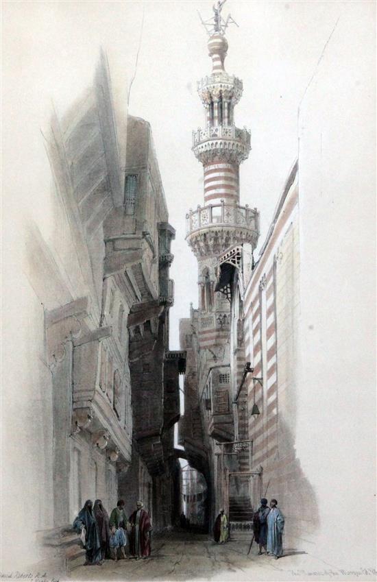 Haghe after David Roberts Entrance to the Mosque of the Sultan Hussan full plate, and Minaret of Mosque of El Rhamree, half plate 19